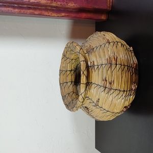 Vintage Handwoven Pine Needle Basket